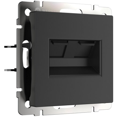 Розетка компьютерная без рамки Werkel 2-м. RJ45+RJ45 5e черный матовый картинка